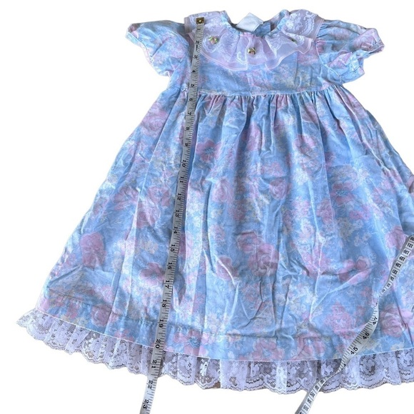VTG Disney Winnie the Pooh Cottagecore Floral Dress 2T Lace Pierrot Collar USA - Picture 13 of 16